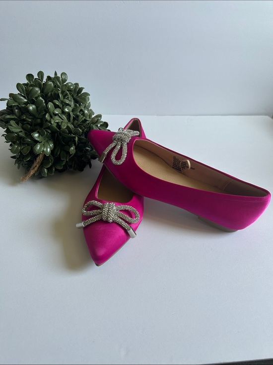SM New York Shoes - SM New York Fuchsia Pointed-Toe Flats with Rhinestone Bow